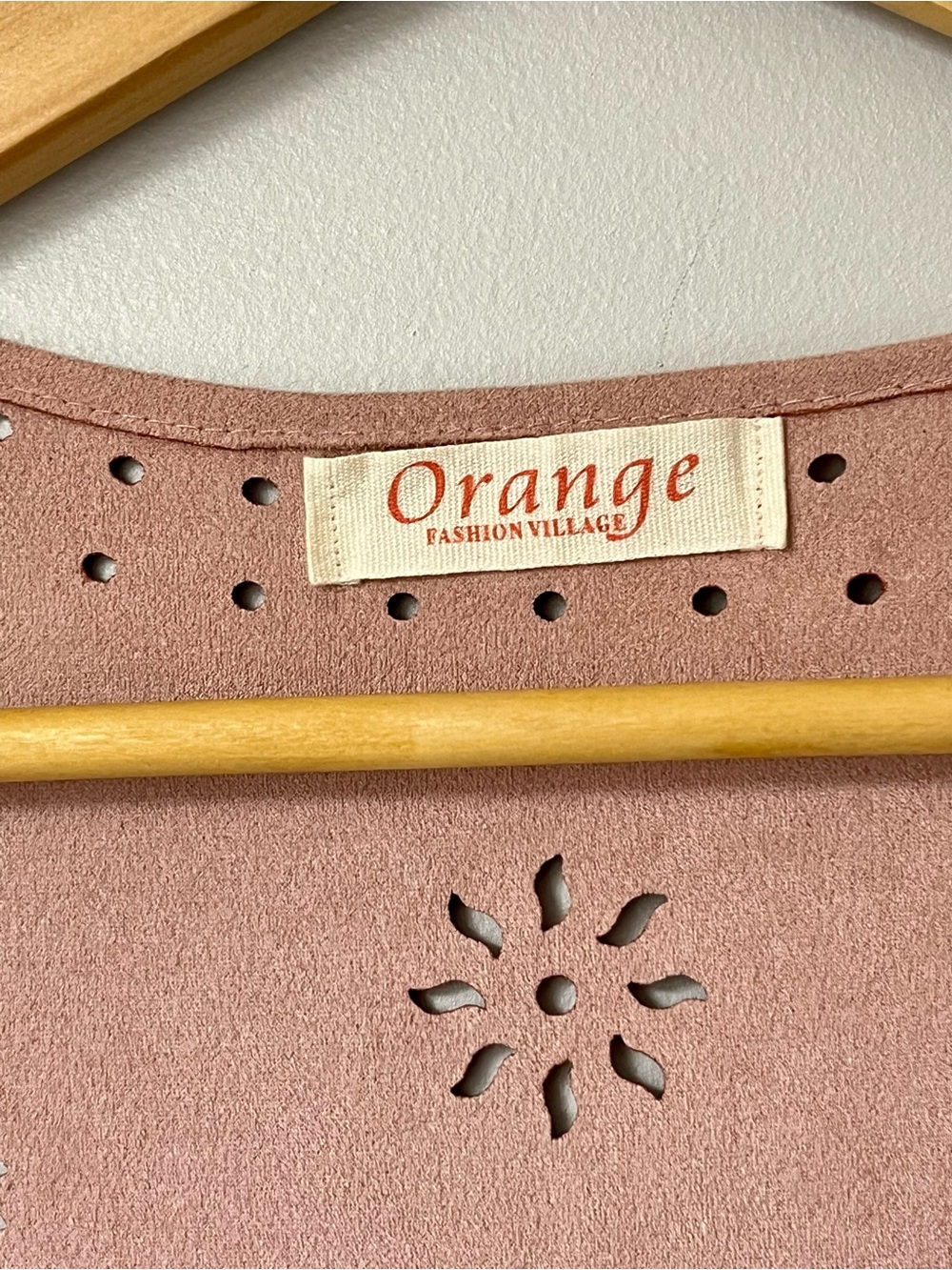 Dusty Rose Suede Fringe Laser Cut Vest Dress - Picture 5 of 10